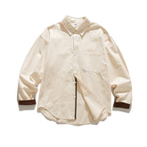 Retro Japanese Casual Loose Solid Color Overalls Long Sleeve Shirt